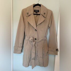 Liz Claiborne Beige Trench Coat (removable hoodie)